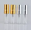 3 ml Travel Refillable Glass Parfymflaska med UV Sprayer Cosmetic Pump Spray Atomizer Silver Black Gold Cap LLFA