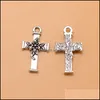 Charms Jewelry Findings Components 171Pcs Antique Sier Bronze Plated Cross Flower Pendant Diy Necklace Bracelet Bangle 20X11Mm 229 W2 Drop