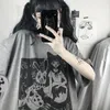 Harajuku t-shirt esthétique Punk dessin animé à manches courtes col rond hauts femmes goutte été ample surdimensionné vêtements de rue 220602