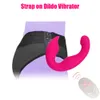 Olo stropplös strapon dildo vibrator trådlös fjärr 10 hastigheter g plats dubbla vibrerande stimulerar sexiga leksaker för kvinnliga par