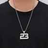 Hop Hip Micro Valed Cubic Zirconia Bling Iced Out Number 23 Hangers ketting voor mannen rapper sieraden goud zilveren kleur270i