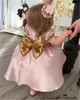 Beauty Pageant Gowns For Girls Pink Flower Girl Dresses Ball Gown Ruffles Tutu Communion Dresses Robe with Big Bow