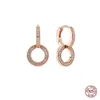 Hoop Huggie Sterling Silver Pendientes Boucles d'oreilles en or rose étincelant pour les femmes Fit Original Pan Fine JewelryHoop Kirs22