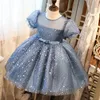 2022 Dantel Aplikler Saten İlk Kutsal Communion Elbiseler Çocuklar Akşam Balo Bow Geri Kız Pageant Elbise Jewel Çiçek Kız Elbise