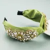 Modisches Stirnband für Erwachsene, glänzendes Strass-Blumen-Haarband, luxuriöses Turban-Haar-Accessoire