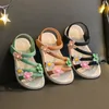 Sandali estivi per bambine fiore semplice carino rosa verde bambini bambino bambino morbido scarpe casual per ragazza scuola 220525
