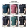 Browon Business Polo Shirt Men夏のカジュアルルーズ通気吸収性抗ウィンクル半袖格子縞の男性ポロシャツメンズトップ220608
