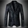 Herenpakken blazers heren kleding grote mannen blazer slanke fit fancy voor podium kostuums zangers prom paisley pakjackers's