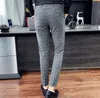 Trajes para Hombres Blazers Alta Calidad Gris A Cuadros Hombres Ocio Slim Fit Traje Pantalones Pantalones Formales De Negocios Cómodo Traje De Moda HombresHombres