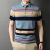 Erstklassige Sommer-Poloshirts mit gestreifter Stickerei für Herren mit kurzen Ärmeln, lässige Tops, modische Herrenbekleidung 220623