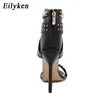 Eilyken Rivet Metal Decoration High Heel Women Women Cover Cover Cover Covel for Party Gladiator Ladiats Shoes Black Size 35-40 220516