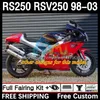 غطاء الجسم والدبابات لـ Aprilia RS-250 RSV RS 250 RSV-250 RS250 RR RS250R 98 99 00 01 02 03 4DH.9 RSV250 98-03 RSV250RR 1998 1999 2000 2001 2002 2003 Fairing Kit Shark Red Shark Red Red