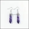 Charm Natural Stone Charms Drop Earrings Hexagonal Lapis Purple Quartz Pink Crystal Earring Chakra Pendum Jewelr L Baby Dhwku