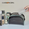 Wanghong stor kapacitet tvättväska vattentät bärbar kosmetisk lagringspåse multifunktionell bärbar dubbel blixtlås kosmetisk väska221p