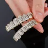 14K echt vergoldete CZ-Zähne Grillz 8 Top 8 Bottom Hip Hop Body Fashion Cosplay Kostüm Diamant Vampir Fang Grills für Männer Frauen