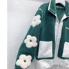 Women's Jackets 2022 Lamb Velvet Stitching Contrast Jacket Flower Decoration