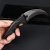 Coltello ad artiglio a lama fissa di alta qualità 5CR15Mov Manico in acciaio ABS Karambit tattico con fodero in ABS