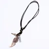 Retro Angel Wing Necklace Letter ID RING CORSS CHARM Justerbara läderkedjor halsband för kvinnor män mode smycken gåva