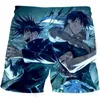 Anime jujutsu kaisen 3d tryckt simning män sommar strandkläder lösa badstammar kpop baddräkter strandshorts 220615