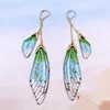 Dangle & Chandelier Handmade Fairy Simulation Wing Earrings Insect Butterfly Drop Foil Rhinestone Romantic Bridal Jewelry Farl22