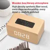 W5C Altoparlante Bluetooth Versione orologio Chip di legno Riproduzione radio FM Sveglia Suono Altoparlante creativo retrò