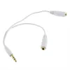 Conector adaptador de cable divisor para auriculares, macho a 2x hembra, chapado en oro blanco/negro, 3,5mm