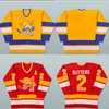 CeoMitNess Herren Damen Jugend 2 Bill Butters Trikot Minnesota Fighting Saints 1972–73 Gelb 1976–77 Rot Individuelle Hockey-Trikots