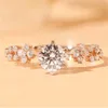 Anello di fidanzamento vintage, anello da sposa per antichi a fascia a grappolo, art deco, oro rosa d'argento
