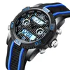 Montre-bracelets Sports Men sur la mode Horloge LED imperméable Double affichage Quartz Digital Wristwatch Alarmes Montres pour Relogio Masculinowristwa