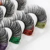 3D -kleuren Lash Synthetische 5 paar wimperverlengingsvoorraad kleurrijke lashbox pakket groothandel natura dikke coloris make -up podium wimpers kit