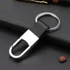 Business Men Style Silver Metal Key Chain Ring Classic Design Black Brown Leather Keychain