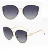 0292 # Lunettes de soleil pour femme homme homme designer de luxe avec boîte de haute qualité grand oeil de chat 57mm rond UV400 Cadre en métal noir Rose Lentille femme mode femmes Lunettes de soleil