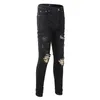 Jeans de designer para homem motociclista calças masculinas rasgadas estiramento magro angustiado motocicleta retalhos denim fit hip hop streetwear perna reta jogger calças pretas