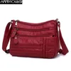 Annmouler 패션 여성 PU 소프트 가죽 어깨 다층 크로스 바디 품질 작은 가방 브랜드 빨간 핸드백 지갑 220722