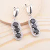 Boucles d'oreilles Collier Noir Zircone Argent Couleur Ensemble de Bijoux Pour Femmes Bracelet de Fiançailles Pendentif Anneau Brithday Cadeau QS0703Earrings