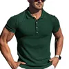 2022 été couleur unie Golf Polos T-shirt pour hommes automne Slim Fit bouton revers à manches courtes décontracté ajustement Polos t-shirts polo8-5