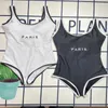 wear Lady Swimsuit Solid Bikini Set Onepiece Swimwear Letters Wth Pads Ladies Bathing Suit Summer Trave Swimming Black White Color