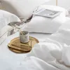 Lanlika Noble blanc 100% soie beauté ensemble de literie sain housse de couette Double reine roi drap plat linge de lit Textile de maison