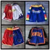 Bara Don Basketball Shorts Zipper Sweatpants Hip Pop Sport Short Pant With Pocket Mitchell och Ness Retro Stitched Baseball 22 Blu9219956