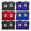 Chen37 Hommes Retro College Football 12 Tom Brady 20 Ed Reed 52 Ray Lewis Jerome Bettis Cousu Noir Violet Rouge Bleu Maillot Pas Cher