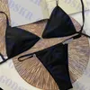 Lettera strass Bikini Womens Lingerie Sexy Black Women Perizoma Costumi da bagno Classico costume da bagno da donna Reggiseno