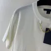 2022 Kobiety Summer Summer W 100% kaszmirowy designerski koszulka z literami haftowy wzór Runway Milan Projektant stóp Top T-shirt Wysokiem na niestandardowy Sweter marki