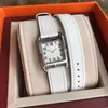 Caijiamin-ladies Quartz Watch 23mm Square Dial Mashing Extended Wristband White Dial Multicolor Strap Designer Wristwatch عرضية G3486