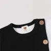 어린이 옷 티셔츠 여자 아기와 소년 둥근 목 짧은 슬리브 패션 어린이 티셔츠 ribbed 계약 패치 컬러 220614