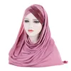 Stretchy Jersey Forehead Cross Hijab Muslim Scarf Glitter Ready To Wear Instant Hijabs Turban Femme Musulman Arab Headscarf