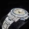 MISSFOX diamant cadran montre-bracelet hommes de luxe or blanc rond hommes montre à Quartz résistant à l'eau Blingbling montre pour homme