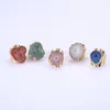 Natural Crystal Stone Adjustable Flower Print Rings For Women Men Party Club Decor Gold Plated Fashion Jewelry