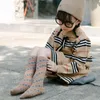 Modemerk jongens meisjes katoenen sokken herfst winter kinderen plaid gestreepte kniehoog in buis sokken kind soklengte 32 cm