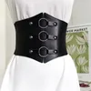 Cinture Donna Corsetto Punk Cintura larga in pelle PU nera Donna Corpo dimagrante Lady Elastico in vita Fascia elastica Camicia aderente Cinture Donn22