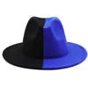 Patchwork Fedora Hat Women Autumn Winter Party Wedding Hats for Ladies Elegant Church Black Red Hat Men Flat Brim Jazz Top Cap1156089